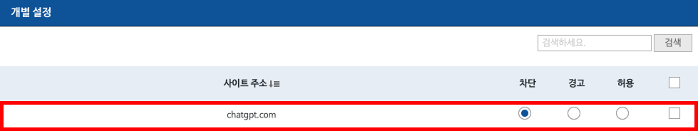오피스키퍼 AI 서비스 개별 차단